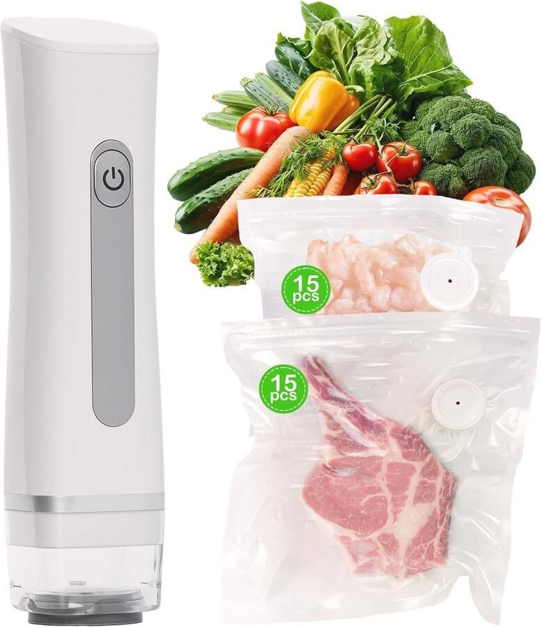 Compacte Handmatige Voedsel Vacumeermachine met 30 Vacuümzakken Draagbare Mini Vacumeerder voor Eten