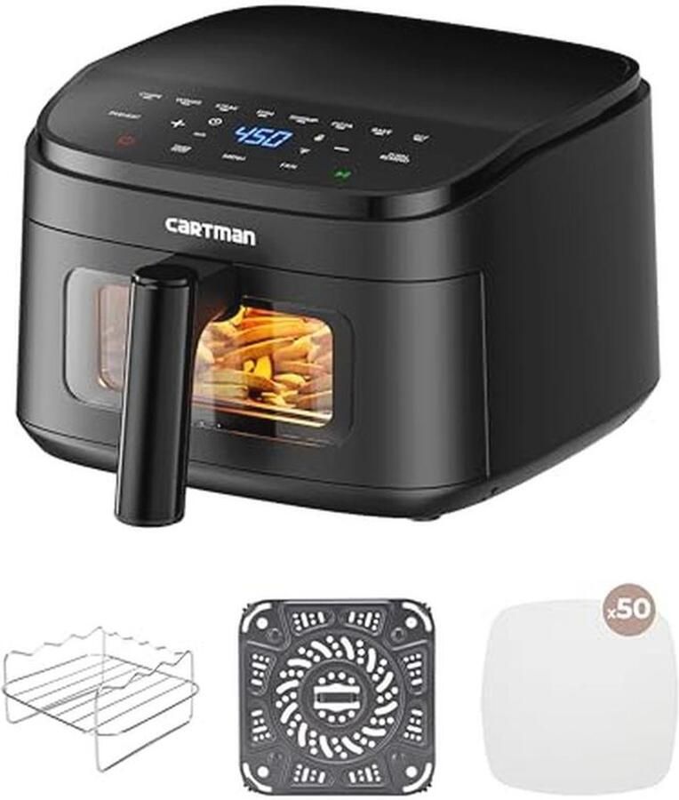 Compacte heteluchtfriteuse 3 7 liter met touchscreen en kijkvenster