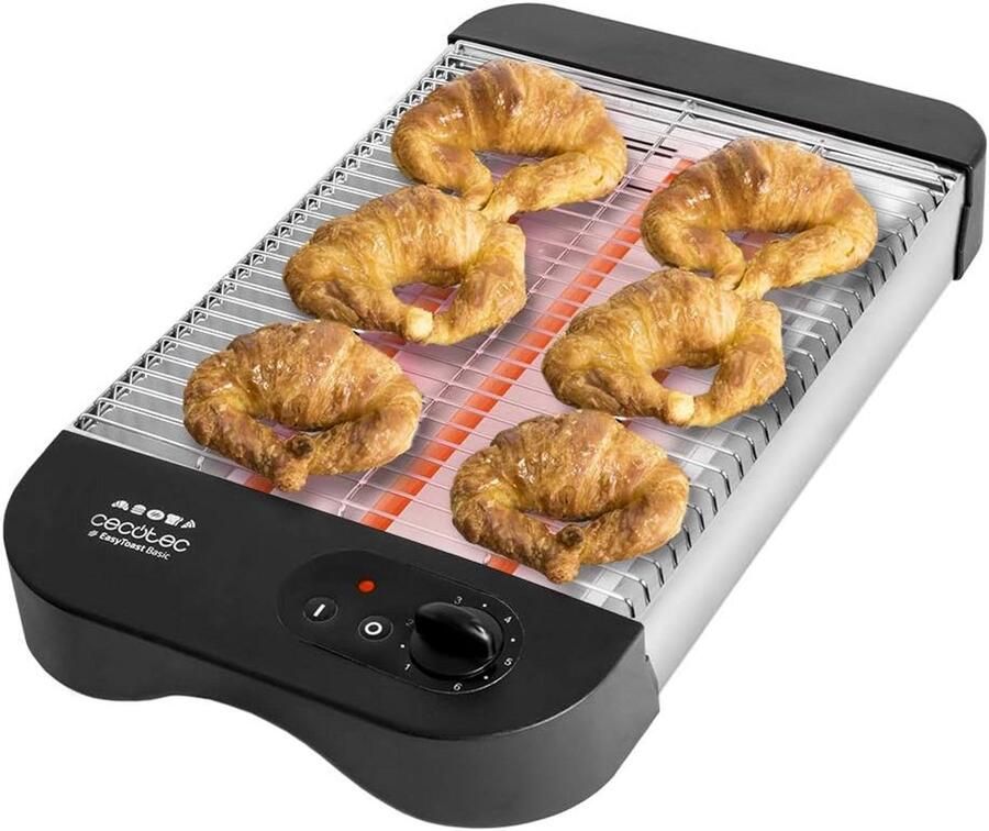 Compacte Horizontale Broodrooster met 900W Vermogen en Verwarmingsrek