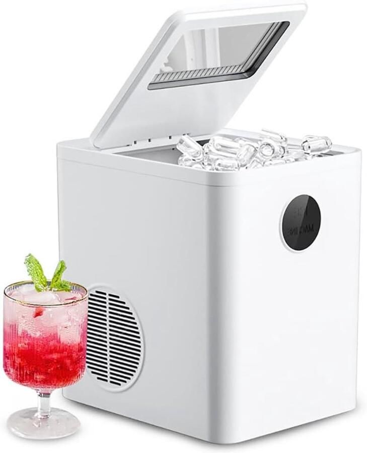 Compacte ijsblokjesmachine Aanrecht ijsmaker Drankjes Koelen Zelfreinigend 9 stuks 6 min Wit