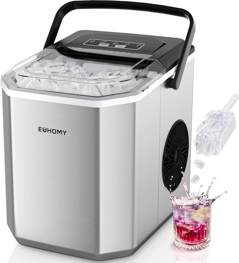 Compacte IJsblokjesmachine RVS IJsmaker voor Thuis en Kantoor 9 Blokjes in 6 Minuten