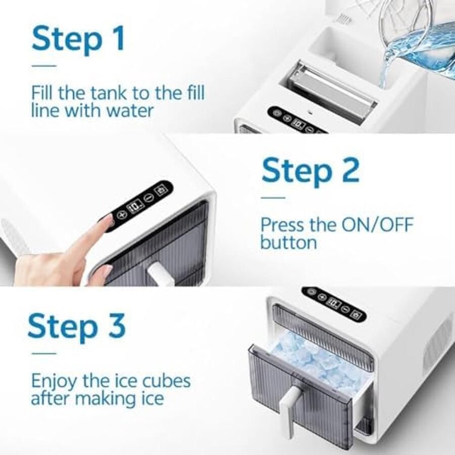 Compacte ijsblokjesmachine Zelfreinigende maker Thuisbar verfrissing Snelle cyclus 15 kg per dag Zilver