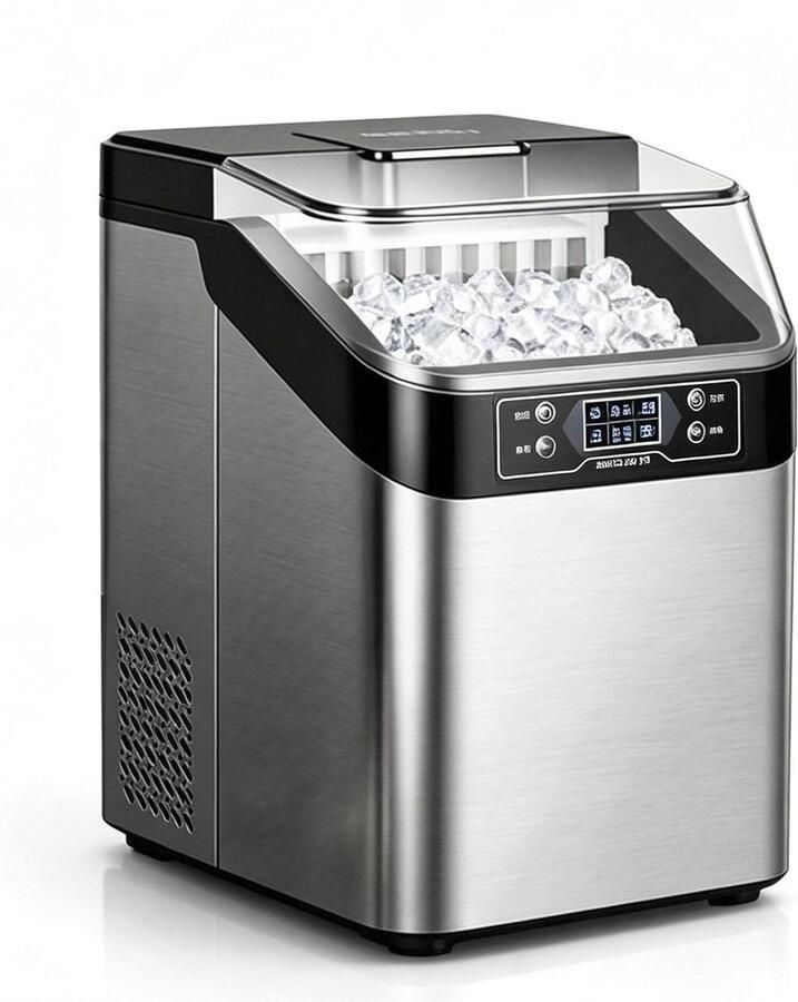 Compacte Ijsmachine Tafelmodel Apparaat Snelle Ijsie Zelfreinigende Functie 170 Blokjes Zilver