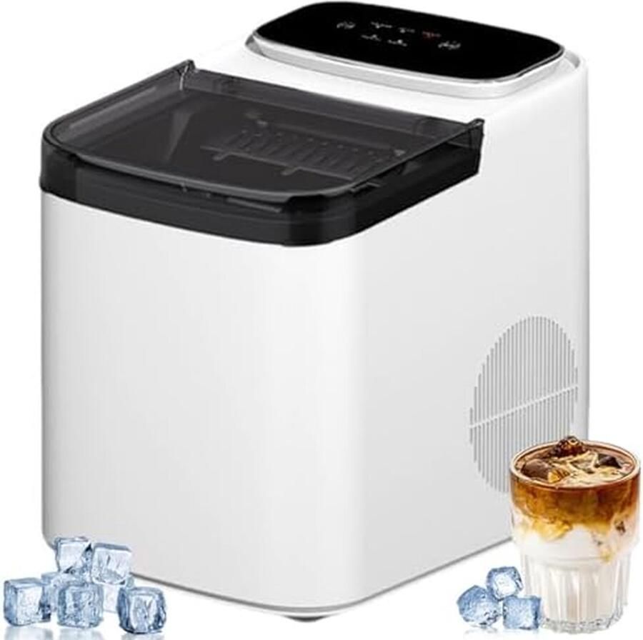 Compacte ijsmaker Aanrecht ijsmachine Dranken Koelen Zelfreinigend 12kg per dag Grijs