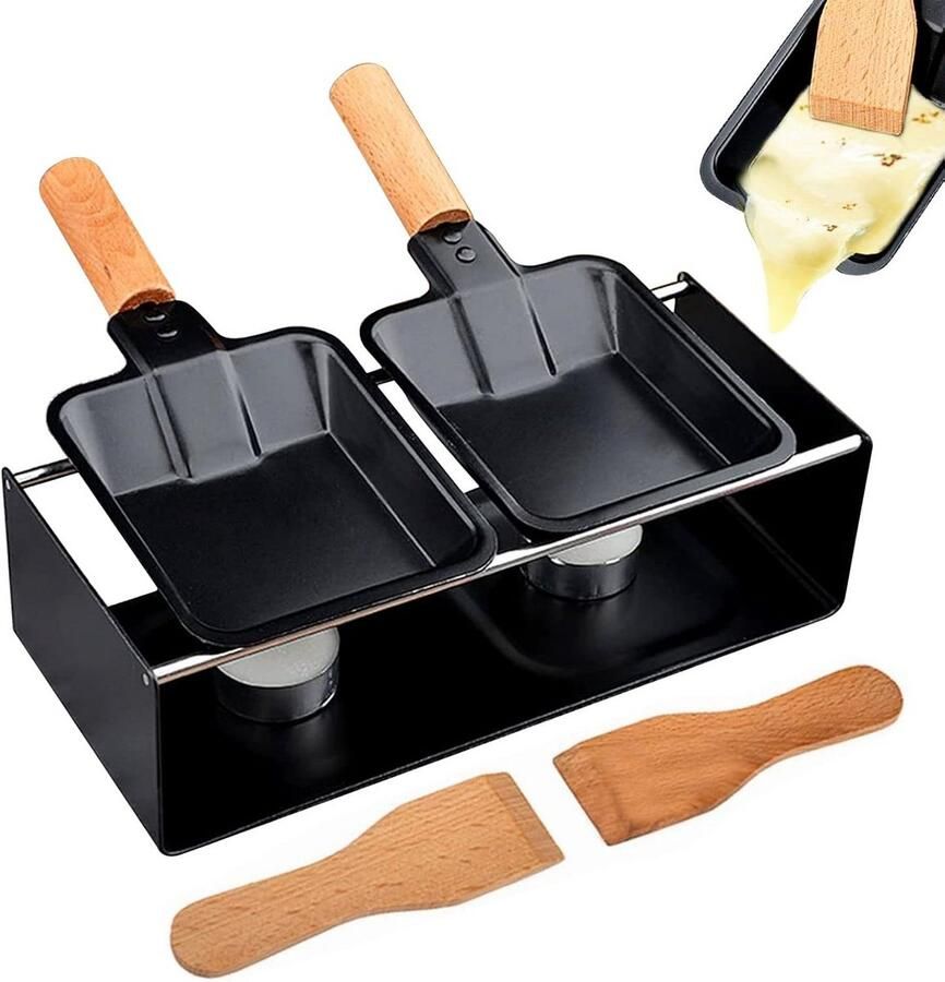 Compacte Kaas Smelter Raclette Set met Houten Handvat Ideaal voor Kaas Vlees Vis en Groenten