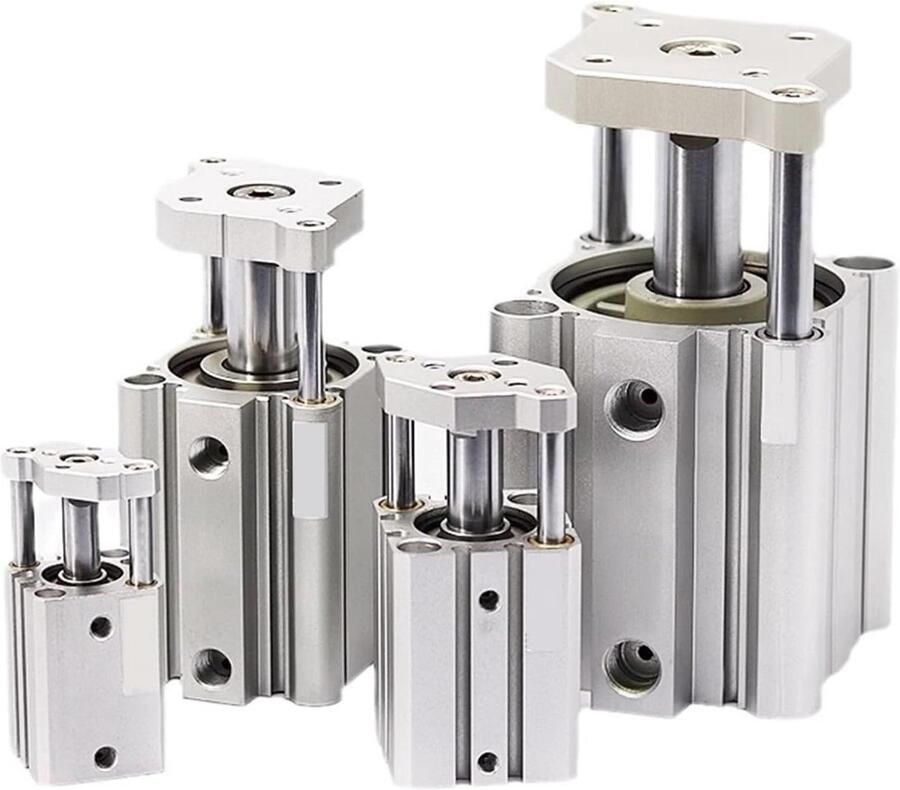 Compacte Luchtcilinder Dunne Cilinder Industriële Automatisering Dubbel Effect 25 mm Slag Zilver