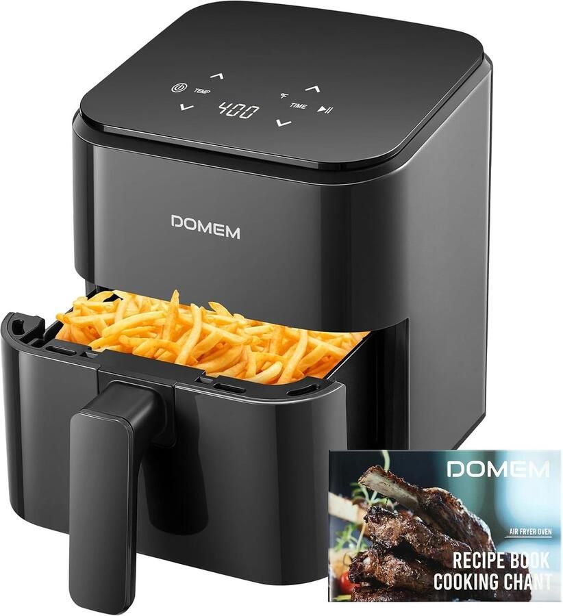 Compacte Luchtfriteuse Kleine Airfryer Gezond Koken Eenvoudig Touch Display 3 Kwarts Zwart