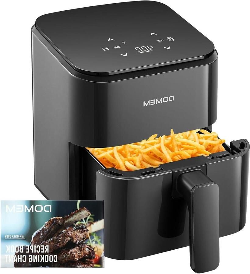 Compacte Luchtfriteuse Kleine Airfryer Gezond Koken Eenvoudig Touch Display 3 Kwarts Zwart