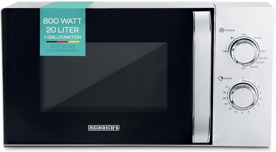 Compacte Magnetron Grill Magnetron Snel Opwarmen 9 Vermogensstanden 20 Liter Volume Zilver
