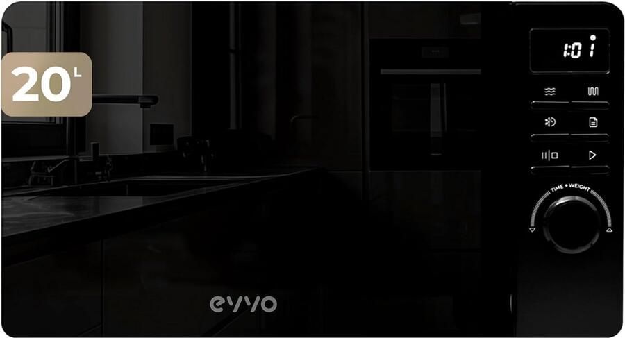 Compacte Magnetron met Grillfunctie (20L) Zwart Ontdooien & Timer