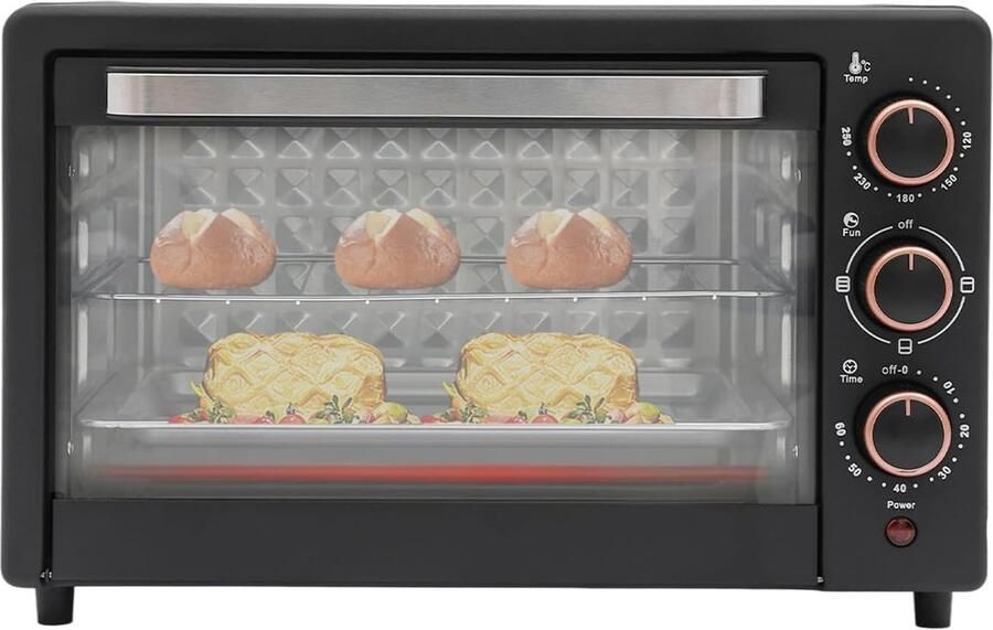 Compacte Mini Oven Kleine Keukenoven Snel Gerechten Bereiden Met Airfryer Functie 22 Liter Capaciteit Zwart