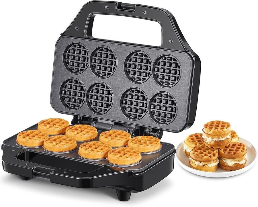 Compacte Wafelmaker voor Mini Wafels van 8 x 4 8 cm Antiaanbaklaag Ideaal voor Ontbijt en Snacks Eenvoudig in Gebruik - Foto 1