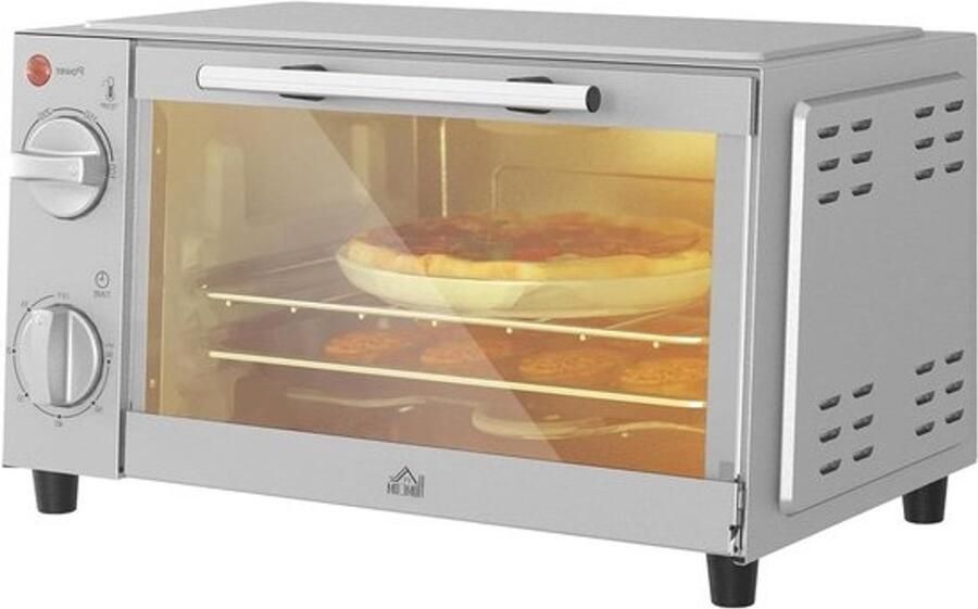 Compacte oven voor kleine ruimtes Voor snelle maaltijden Ruimtebesparend ontwerp 9 Liter Zilver
