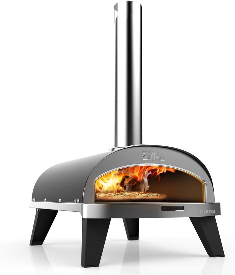 Compacte Pizzaoven Buitenoven Houtvuur Pizza's Bakken Draaibare Plaat 360° 64x46x29 cm Houtskool