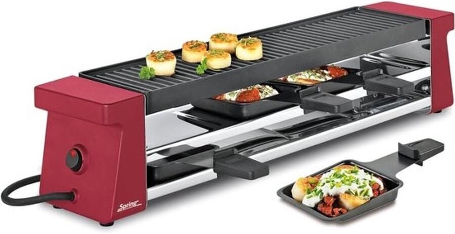 Compacte Raclette Grill Elektrische Tafelgrill Gezellig Tafelen Anti-aanbaklaag 54 cm Rood