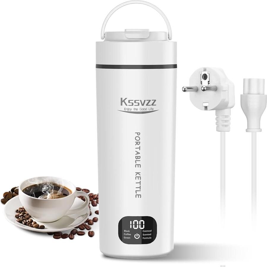 Compacte Reiswaterkoker met 6 Temperatuurinstellingen 450 ml Draagbare Mini-waterkoker Automatische Uitschakeling 304 Roestvrijstaal