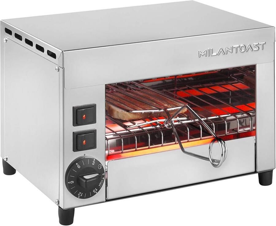 Compacte RVS Broodrooster met Grillrooster en Tangen Ovenfunctie