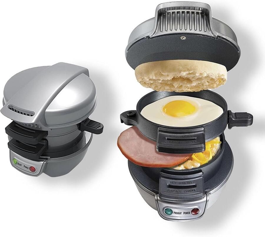 Compacte Sandwichmaker met Digitale Klok Anti-aanbaklaag Vaatwasmachinebestendig Snel & Gezond