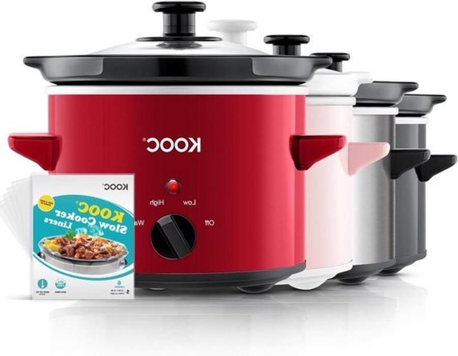 Compacte slowcooker Stoofpan Garen op lage temperatuur Met reinigingsvoeringen 1.9 Liter Rood