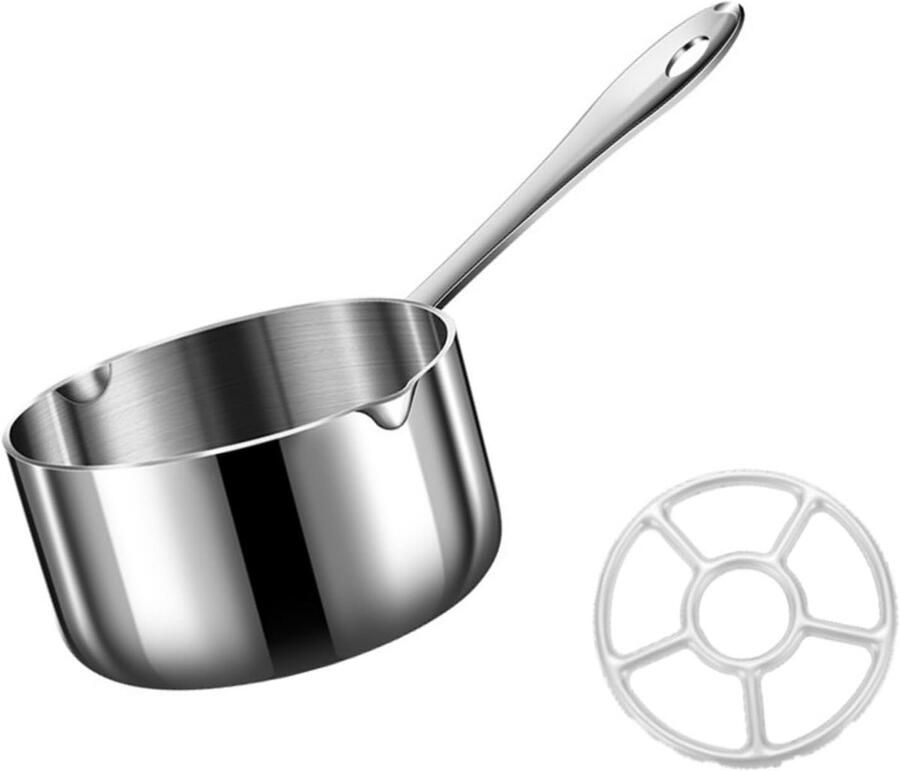 Compacte Steelpan Kleine Kookpan Sauzen Maken Gelijkmatige Warmte 350ml Capaciteit Zilverkleurig