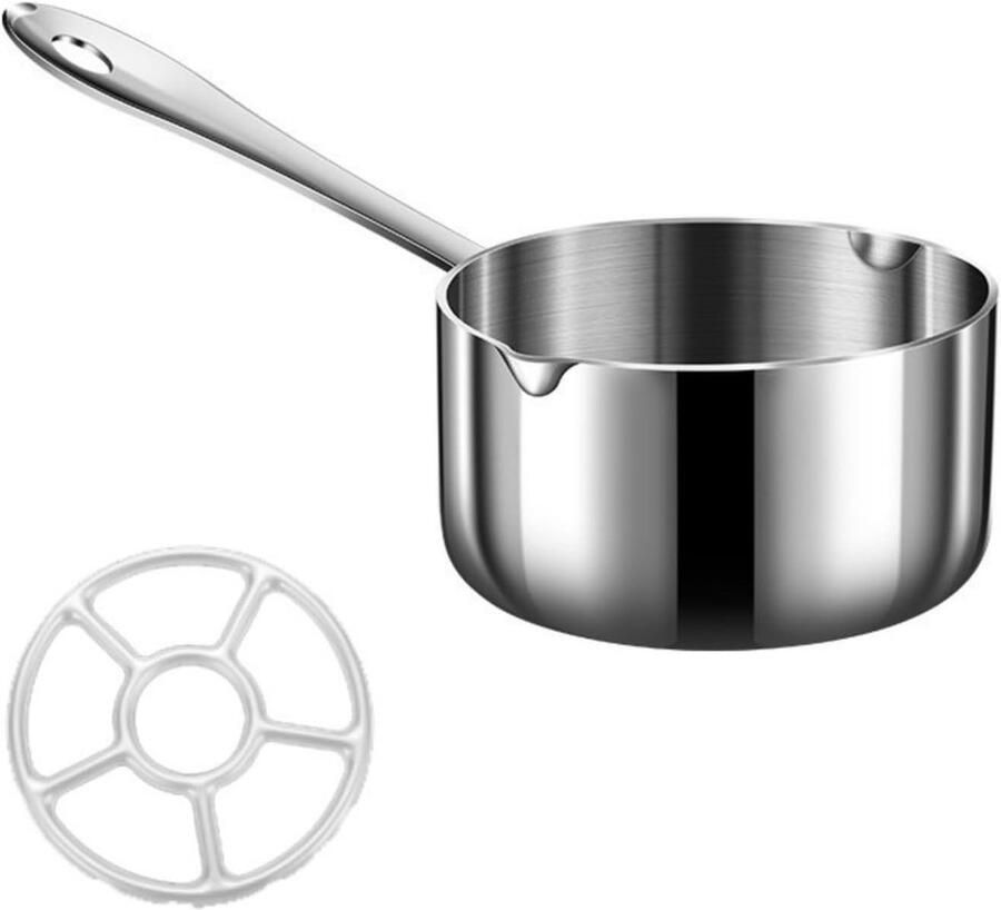 Compacte Steelpan Sauspan Kleine Pan Sauzen Maken Gelijkmatige Warmteverdeling 350ml of 500ml Zilverkleurig