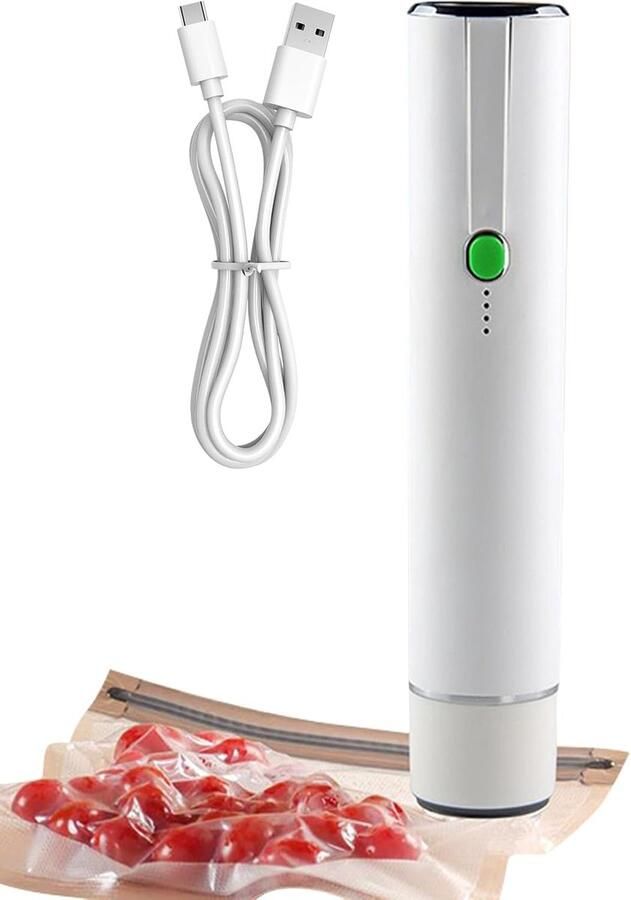 Compacte Vacuümmachine Afsluitapparaat Opladen Voedsel Bewaren Krachtige Zuigkracht 192 cm Lengte Zwart