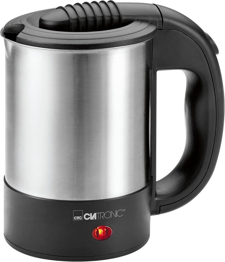 Compacte Waterkoker 0 5 Liter Ideaal voor Reisgebruik Inclusief 2 Kopjes en Koffielepel Roestvrijstalen Behuizing Automatische Uitschakeling en Droogloopbeveiliging