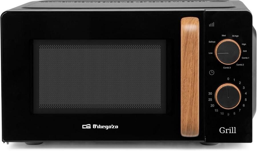 Compacte Zwarte Magnetron 20 Liter met Grillfunctie en Ontdooiprogramma