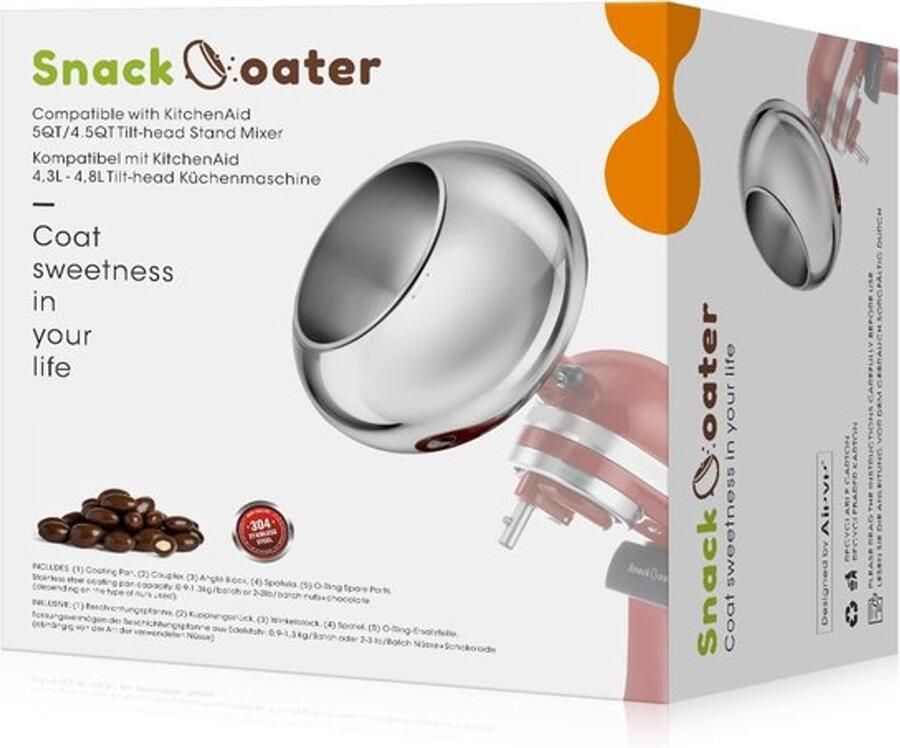Compatibel keukenmachine voor het maken van met chocolade beklede amandelen (capaciteit: 4 73 l)