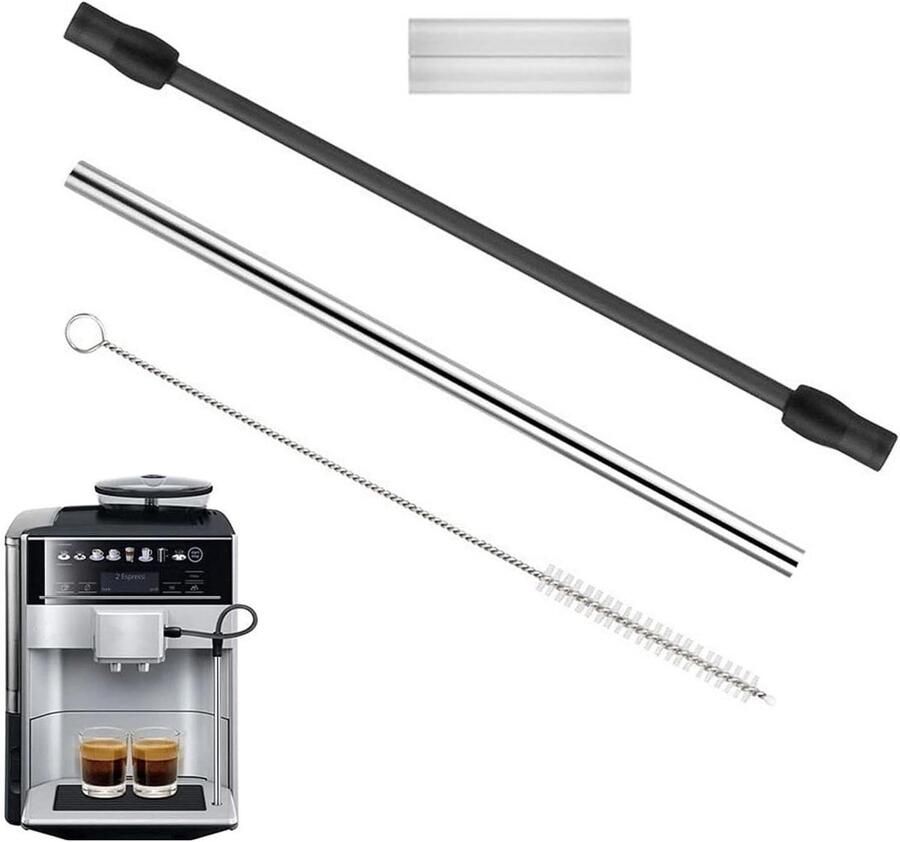 Compatibele melkslang voor Siemens EQ6 en Bosch Veroaroma roestvrijstalen melktube met schoonmaakborstelset voor koffiezetapparaten