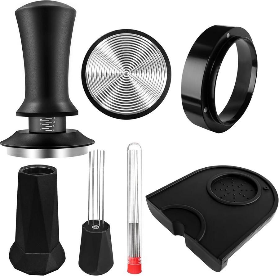 Compleet Koffie Tamper & WDT Set 51mm Inclusief Doseerring en Mat voor Espresso