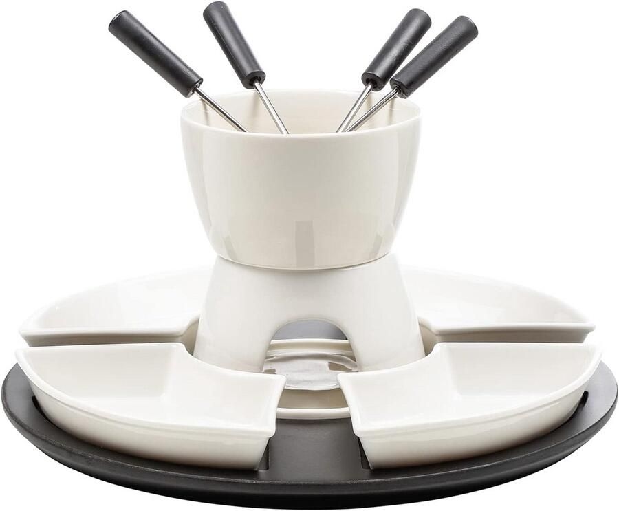 Complete 11-delige Fondueset met Keramische Pot en Serveerschalen