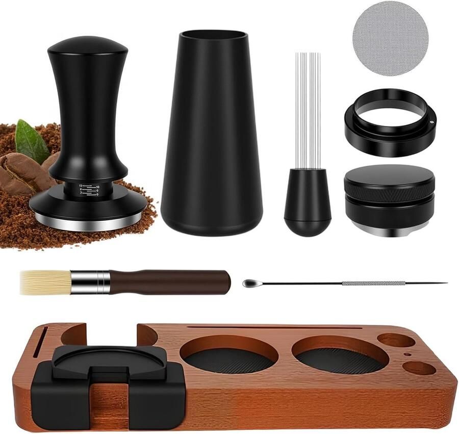 Complete 8-delige espresso-accessoireset voor espressomachine met koffiestamper WDT-gereedschap en reinigingsborstel voor perfecte koffieervaring