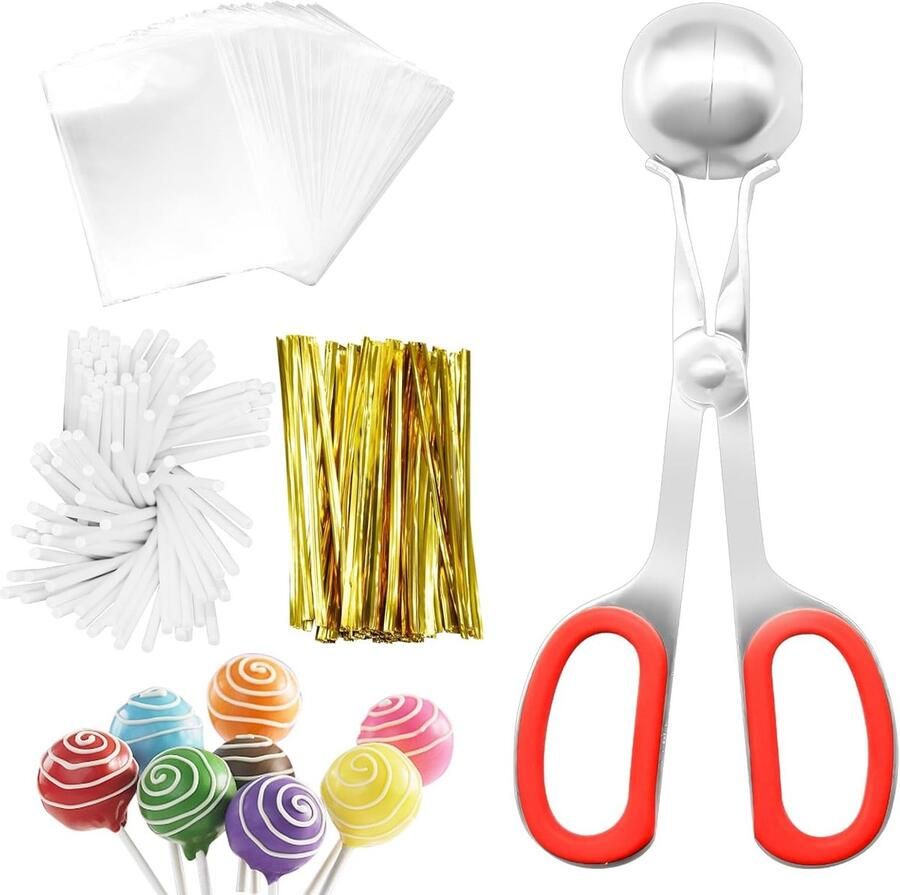 Complete Lollipop Sticks en Wrappers Set Ideaal voor Cake Pops Snoep en Chocolade met Papieren Stokken Zakjes en Gouden Draaitouwtjes