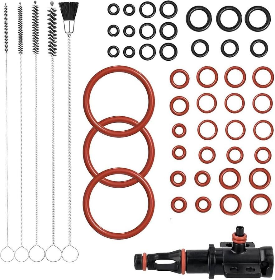 Complete O-Ringen Set van 45 Stuks en 5 Stuks Reinigingskit voor Volautomatische Koffiemachines Geschikt voor Ondersteuningsklep Stoomklep en Uitloopklep