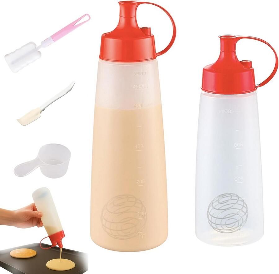Complete Pannenkoeken Beslag Mixer en Dispenser Set met Gardebal Voor Pannenkoeken Wafels en Muffins