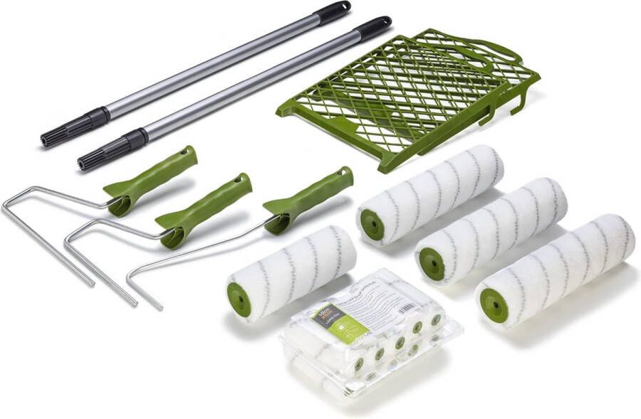 Complete Schilderset voor Muurverf en Gevelverf 21 Delen met Verfrollers en Telescoopstang