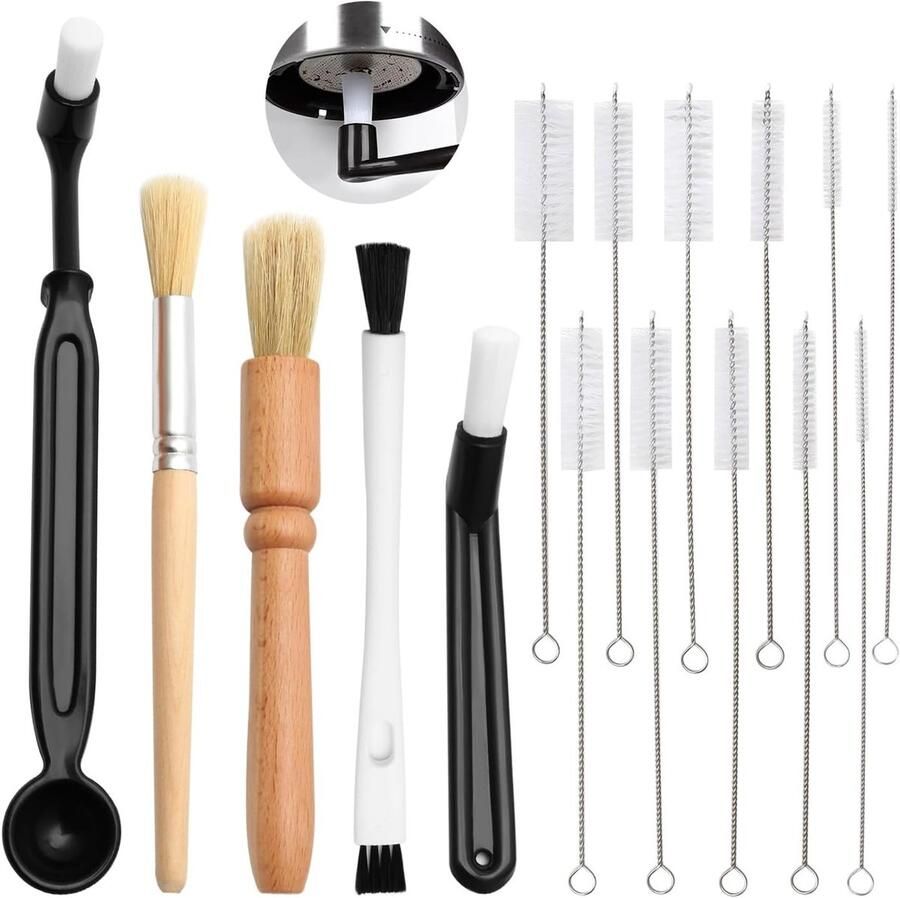 Complete Set van 15 Stuks Schoonmaakborstels voor Koffie Barista en Keukenaccessoires voor Koffiemachines