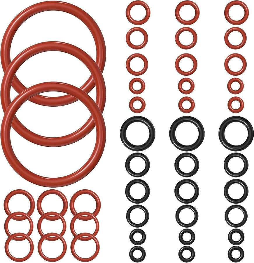 Complete Set van 45 Verzegelringen voor Volautomatische Koffiemachines Inclusief Reinigingskit en Reserveonderdelen voor Zetgroep en Stoomklep Geschikt voor Modellen