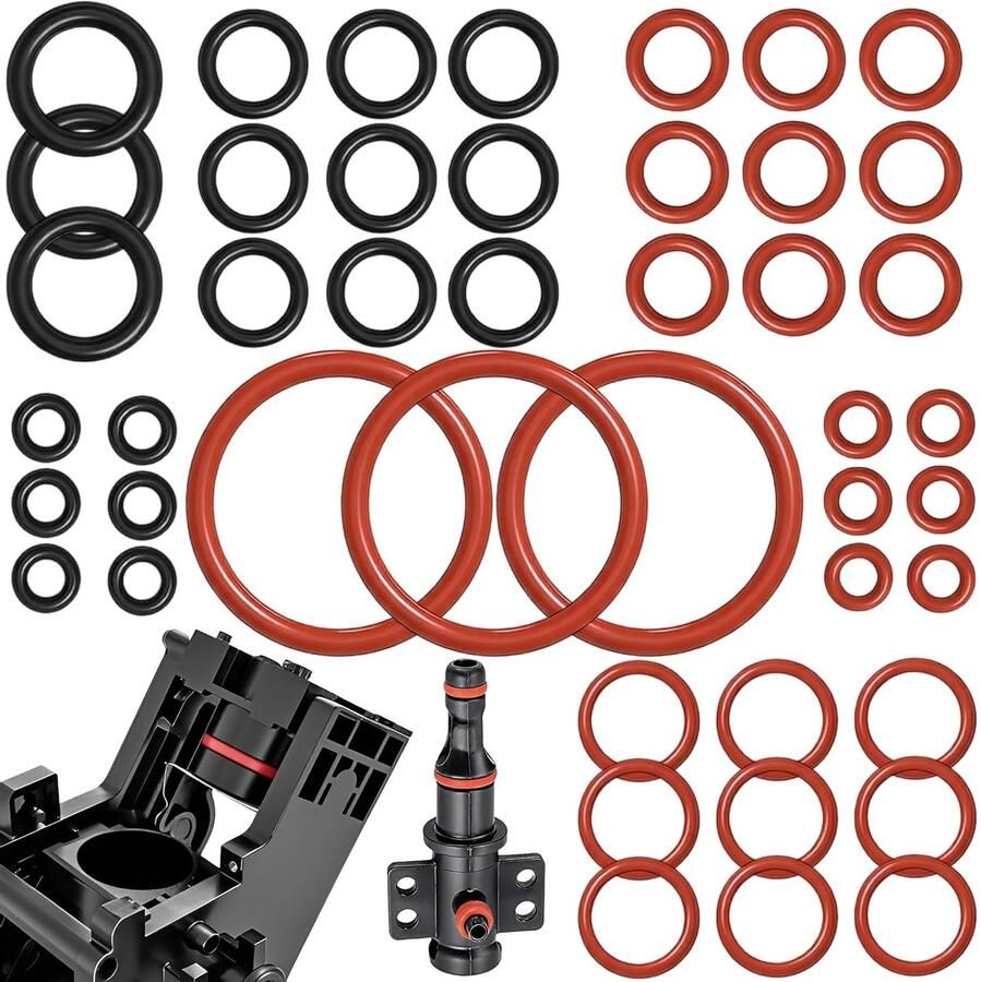 Complete Set van 45 Silicone O-Ringen voor Afdichting Geschikt voor Koffiemachines en Reserveonderdelen voor Ventielen en Spuiten