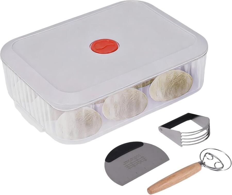 Complete Set voor het Maken van Pizzadeeg met Deegschraper Deegborstel en Stapelbare Box voor Fermentatie en Brood Bakken