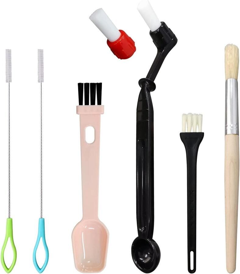 Complete Set voor het Reinigen van Espresso Machines Inclusief Afneembare Koffiemolen Borstel Plastic Lepel en 2 Stoomstaaf Reinigingsgereedschappen voor Barista Onderhoud