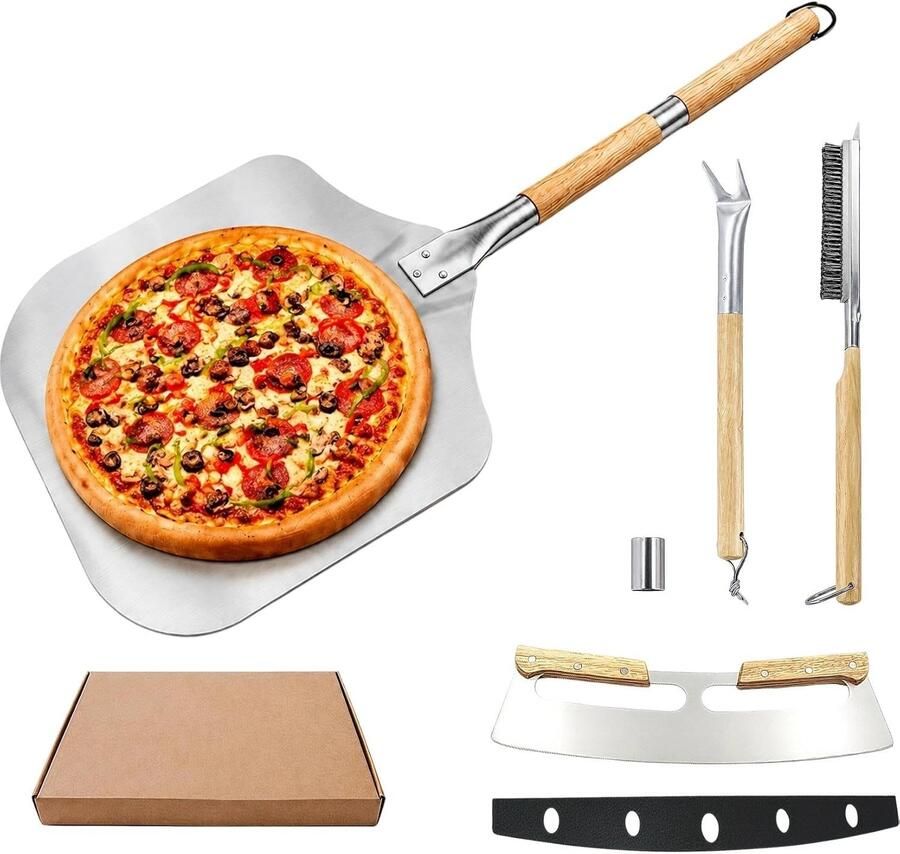 Complete Set voor Pizza Oven met Bakstenen Spatel en Snijder voor Perfecte Pizza's