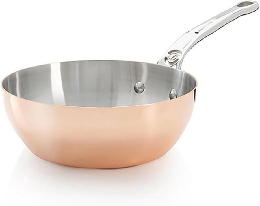 Conische Braadpan Hapjespan Koekenpan Vlees Vis Bakken Koperen Warmtegeleiding 20 cm Diameter