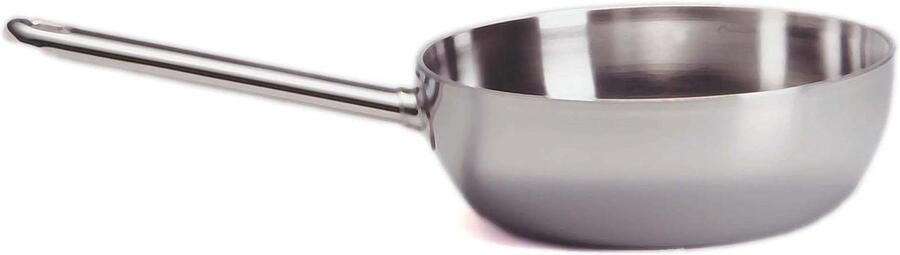 Conische Braadpan Koekenpan Sauteer Gelijkmatig Braden 7-lagen Bodem 24 cm Zilver