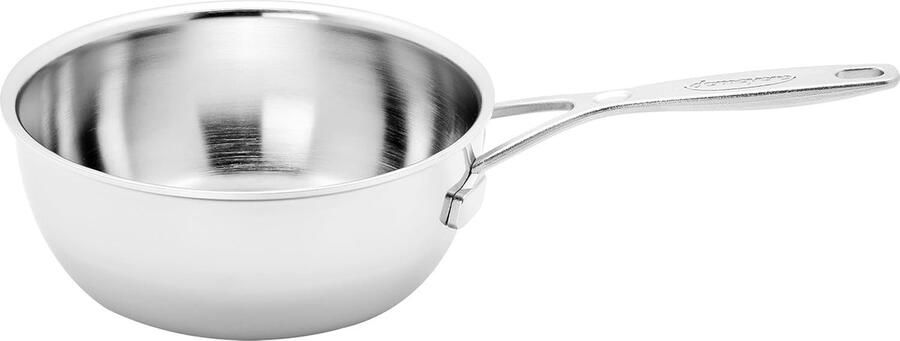 Conische Sauteuse Kleine Koekenpan Sauzen Koken 5-laags Materiaalmix 18cm Diameter Zilverkleurig