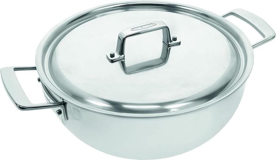 Conische Soeppan Stoofpan Braadpan Langzaam Garen 5-Laags Bodem Ø 24 cm Zilver