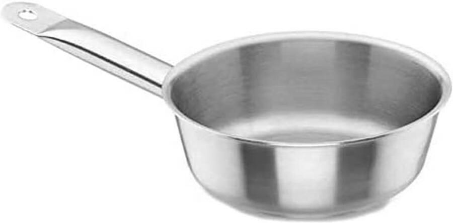Conische Steelpan Kookpan Sauspan Koken en Serveren Thermorestistent Bodem 22 cm Zilver
