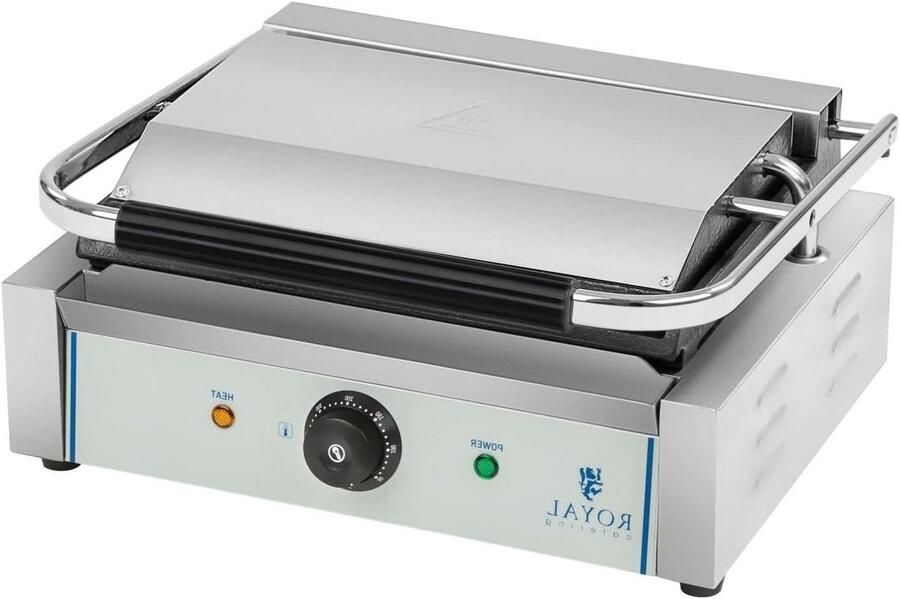 Contact Grill Contactgrill Ribbel Professioneel Grillen Geribbelde Bovenplaat 42.8 x 33 x 50.5 cm Zilver