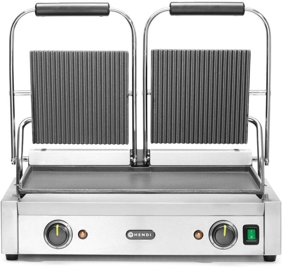 Contact Grill Dubbele Grill Professioneel Grillen Individueel Instelbaar 57 x 37 cm Zilver